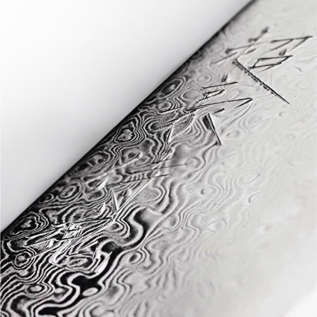 Yaxell Super Gou Ypsilon Santoku mes 16,5 cm – 193 Lagen Damaststaal – SG2 Staal – 63 HRC – Canvas-Micarta Heft – Japan