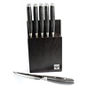 Yaxell Yaxell Japans - Serie Tsuchimon - Steakmessen Set 6-Delig in Zwart Messenblok - VG10 Staal - 61 HRC - 3 Lagen Damaststaal - Canvas-Micarta Heft Yaxell Yaxell Japans - Serie Tsuchimon - Steakmessen Set 6-Delig in Zwart Messenblok - VG10 Staal - 61 HRC - 3 Lagen Damaststaal - Canvas-Micarta Heft