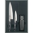 Yaxell Tsuchimon Geschenkset – 3-delig – Messenslijper met Koksmes 20 cm en Universeelmes 12 cm – 3 Lagen Damaststaal – VG10 Staal – Canvas-Micarta Heft
