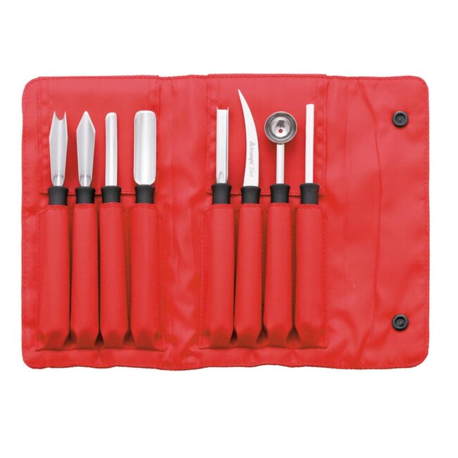 Triangle 8-delige Kerf- en Decoreermesjes Set in Roletui – RVS – Vaatwasserbestendig