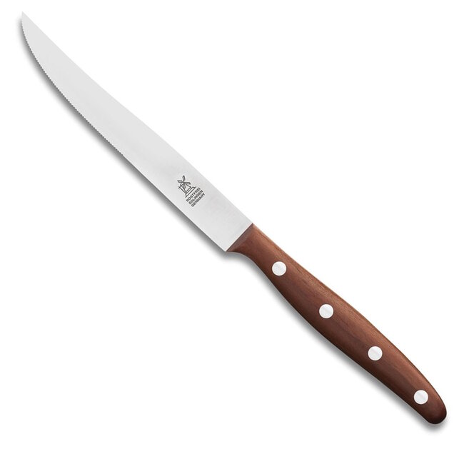 Robert Herder Windmühle Steakmes – RVS – Fijne Kartel – Lemmet 12,5 cm – Heft Pruimenhout