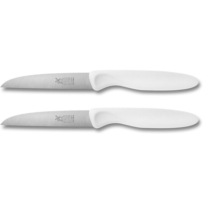 Robert Herder Klassiker 1972 Aardappelmes 8,5 cm Roestvrijstaal met Wit Kunststof Anti–Slip 2 Stuks