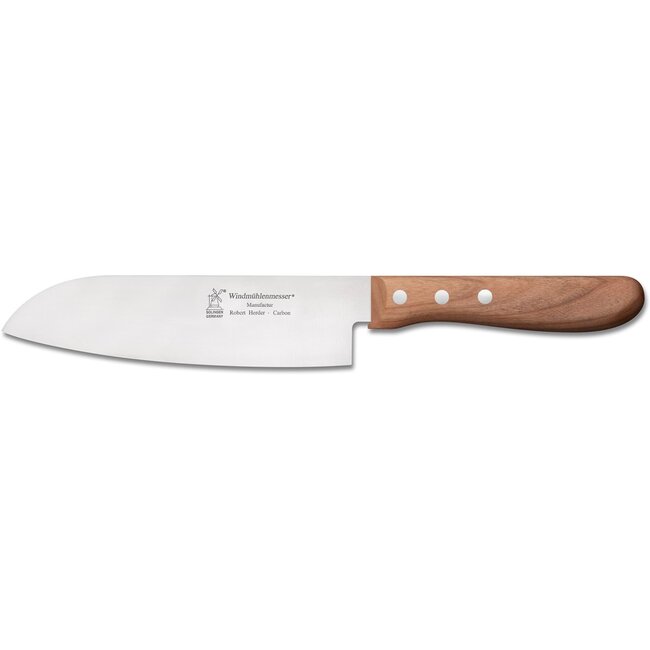 Robert Herder Santoku Koksmes – Carbonstaal – Lemmet 16,5 cm – Heft Beukenhout