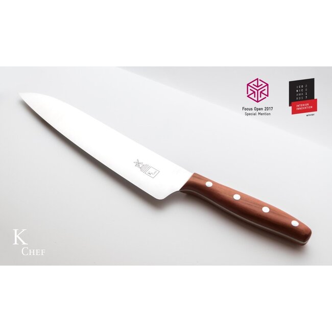 Robert Herder K-Chef Koksmes – RVS – Lichte Ronding – Lemmet 22,5 cm – Heft Pruimenhout