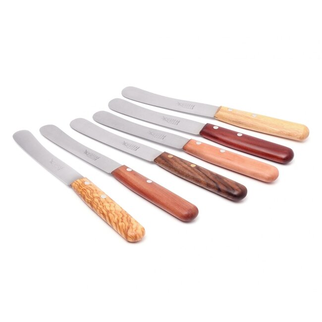 Robert Herder Ontbijtmessenset – Buckels – RVS – Lemmet 118 mm – 6 Houtsoorten