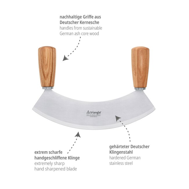 Triangle Wiegemes 17,5 cm – Essenhout Heft – Roestvrijstaal