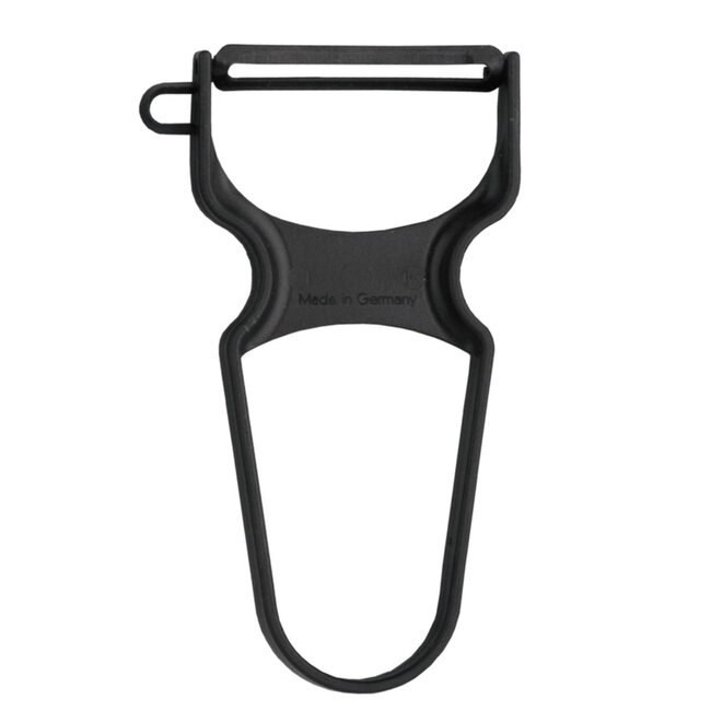 Triangle Kunststof Groenteschiller met Carbon Mesje – Vaatwasserbestendig – Zwart