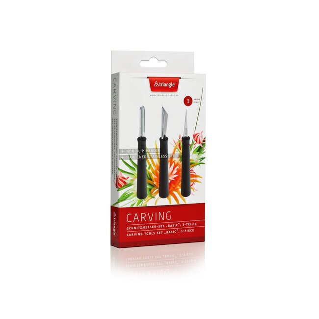 Triangle 3-Delige Kerf- en Decoratiemessenset – RVS – Vaatwasserbestendig – Zwart