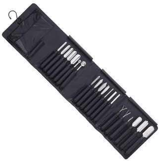 Triangle Professionele Kerf- en Decoreermesjes Set – 20-delig – RVS – Vaatwasserbestendig – Inclusief Roletui