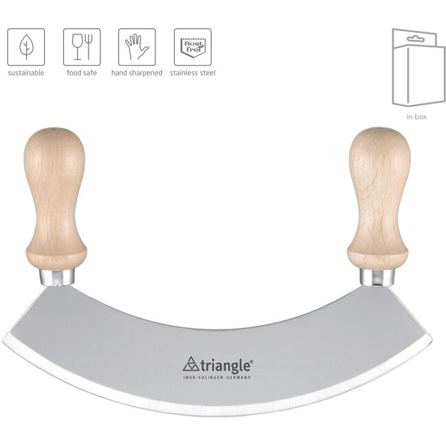 Triangle Wiegemes 17,5cm – Scherp & Stijlvol – RVS met Beukenhouten Heft