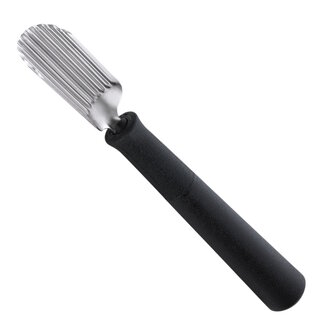 Triangle Kerf- en Decoreermesje – Fijne Geribbelde Snede – 14 cm – RVS – Zwart