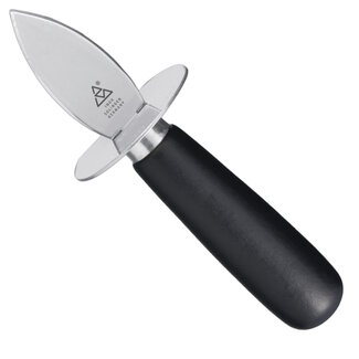 Triangle Oesterbreker met Beschermrand – RVS – Zwart Houten Heft – 17 cm