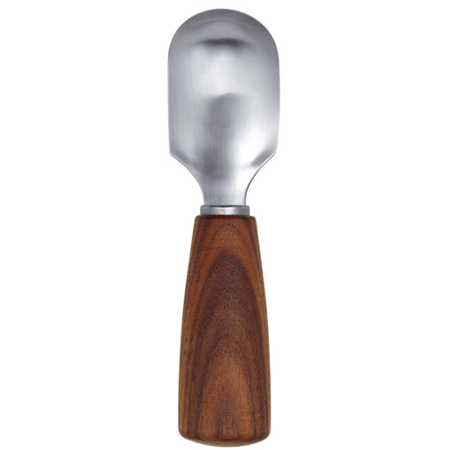 Triangle Fruitlepel van Roestvrijstaal en Walnotenhout – Duurzaam en Stijlvol – Gemaakt in Duitsland