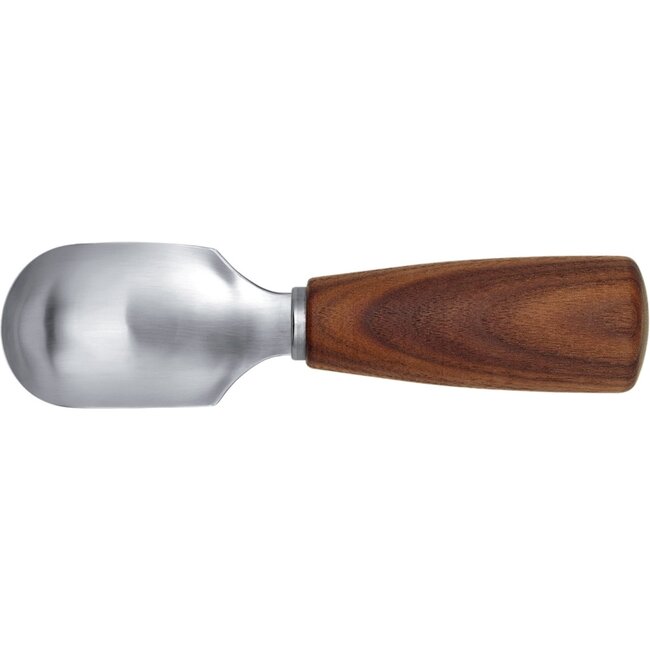 Triangle Fruitlepel van Roestvrijstaal en Walnotenhout – Duurzaam en Stijlvol – Gemaakt in Duitsland