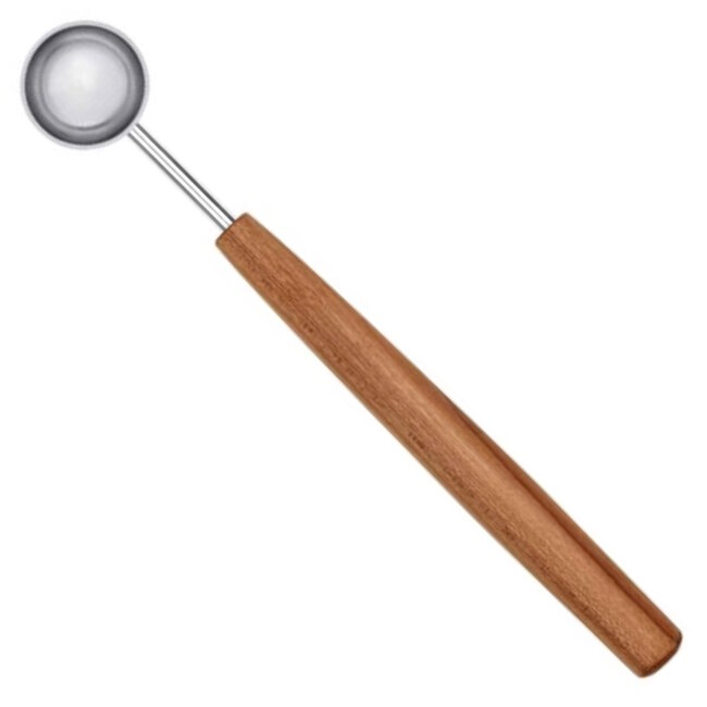 Triangle Sense Maatlepel – 2,5 ml – RVS met Pruimenhouten Heft