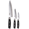 Yaxell Yaxell Japans - Serie Tsuchimon - Messenset 3-Delig - VG10 Staal - 61 HRC - 3 Lagen Damaststaal - Canvas-Micarta Heft Yaxell Yaxell Japans - Serie Tsuchimon - Messenset 3-Delig - VG10 Staal - 61 HRC - 3 Lagen Damaststaal - Canvas-Micarta Heft