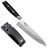 Yaxell Yaxell Japans - Serie Tsuchimon - Giftset met Slijper - VG10 Staal - 61 HRC - 3 Lagen Damaststaal - Canvas-Micarta Heft Yaxell Yaxell Japans - Serie Tsuchimon - Giftset met Slijper - VG10 Staal - 61 HRC - 3 Lagen Damaststaal - Canvas-Micarta Heft