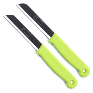 Solingen Kartelmes – Tomatenmes met Kartel – RVS – 18,5 cm met Blade Cover – Groen – 2 stuks