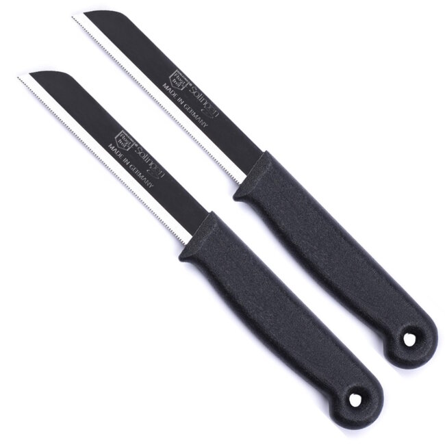 Solingen Kartelmes – Tomatenmes met Kartel – RVS – 18,5 cm met Blade Cover – Zwart – 2 stuks