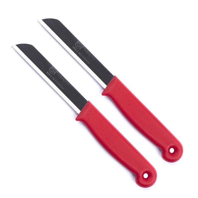 Solingen Kartelmes – Tomatenmes met Kartel – RVS – 18,5 cm met Blade Cover – Rood – 2 stuks