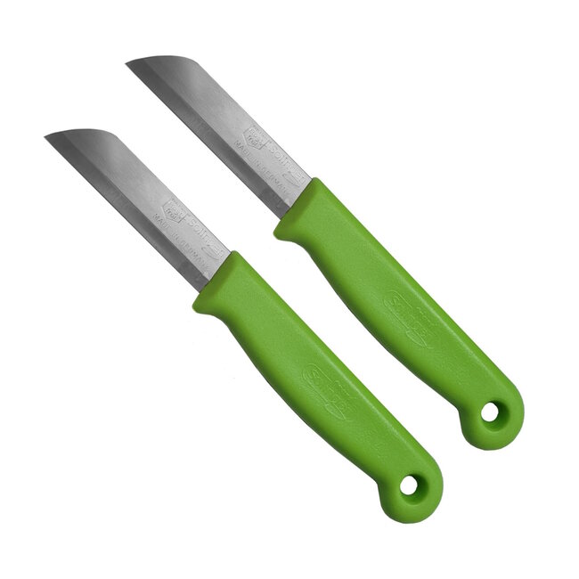 Solingen Schilmesje – RVS Glad – 16 cm met Blade Cover – Groen – 2 stuks