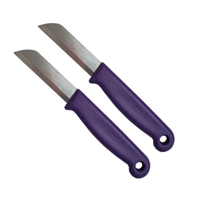 Solingen Schilmesje - RVS Glad - 16 cm met "Blade Cover" - Paars - 2 stuks