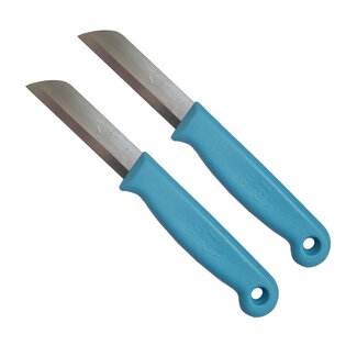Solingen Schilmesje – RVS Glad – 16 cm met Blade Cover – Blauw – 2 stuks Solingen Schilmesje – RVS Glad – 16 cm met Blade Cover – Blauw – 2 stuks