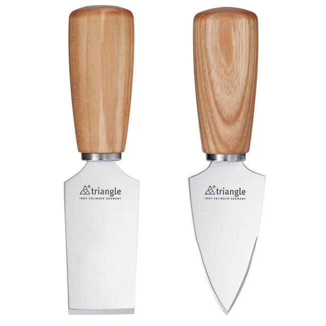 Triangle Soul Kaasmes Set – RVS met Essenhouten Heft – 2-Delig in Geschenkverpakking