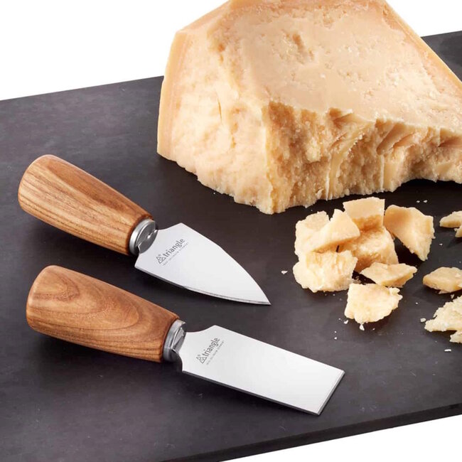 Triangle Soul Kaasmes Set – RVS met Essenhouten Heft – 2-Delig in Geschenkverpakking