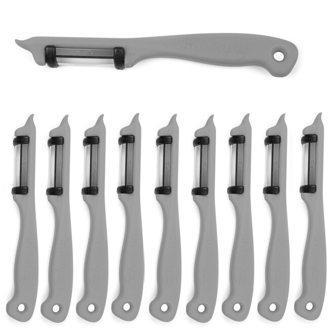 Solingen Dunschiller Dubbel Mes – voor Fruit- en Groenteschiller – Kunststof – Grijs – 10 stuks