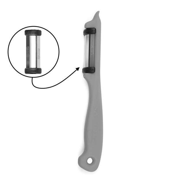 Solingen Dunschiller Dubbel Mes – voor Fruit- en Groenteschiller – Kunststof – Grijs – 10 stuks