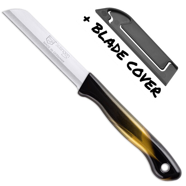 DKS Solingen Tomatenmes – Gekarteld RVS Lemmet – 19,5cm Zwart/Goud