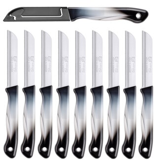 DKS Solingen Tomatenmes – Gekarteld RVS Lemmet – 19,5cm Zwart/Wit – 10 stuks