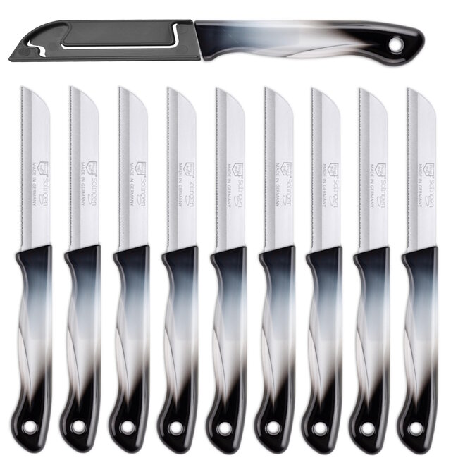 DKS Solingen Tomatenmes – Gekarteld RVS Lemmet – 19,5cm Zwart/Wit – 10 stuks