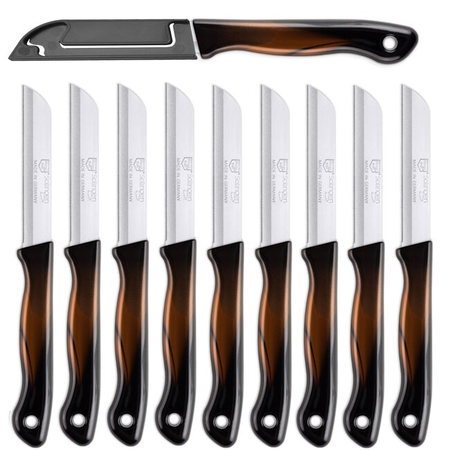 DKS Solingen Tomatenmes – Gekarteld RVS Lemmet – 19,5cm Zwart/Brons – 10 stuks