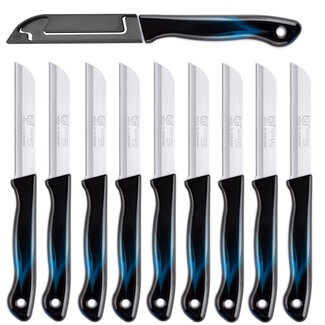 DKS Solingen Tomatenmes – Gekarteld RVS Lemmet – 19,5cm Zwart/Blauw – 10 stuks
