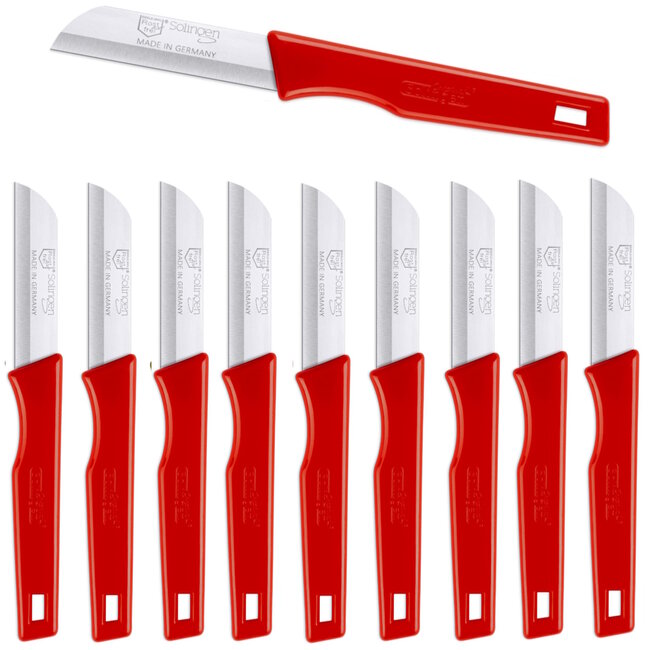 Solingen Schilmesje - RVS Glad - 16 cm - Rood - 10 Stuks