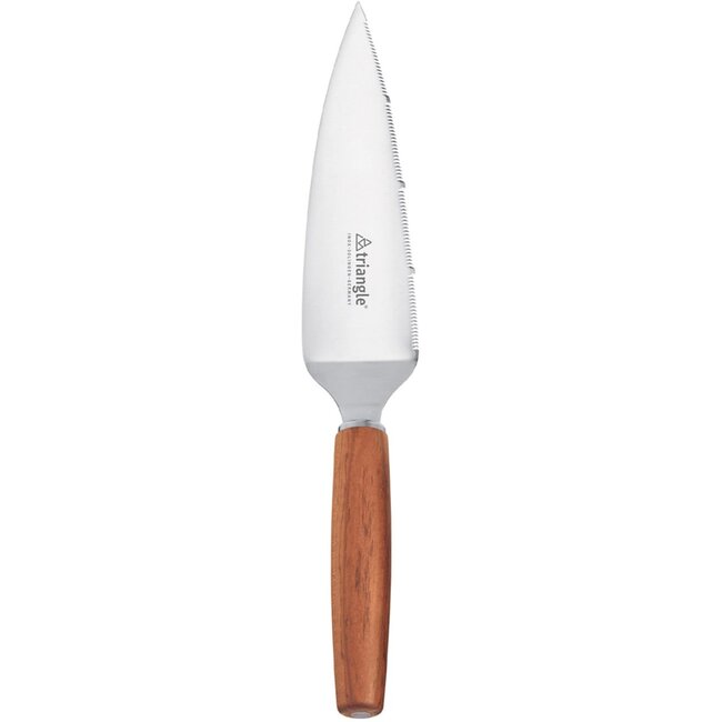 Triangle Elegant Taartmes met Pruimenhouten Heft – Kartelsnede – Roestvrijstaal – Geschenkdoos