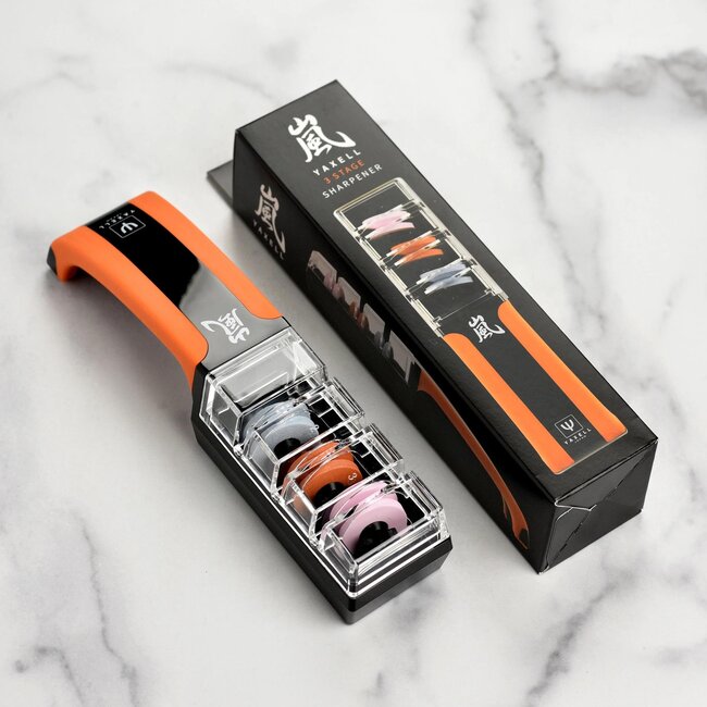 Yaxell Messenslijper – 3 Fasen Messenslijper / Waterslijper voor Nat en Droog Slijpen – Voor Perfect Slijpen en Polijsten met 12° Slijphoek