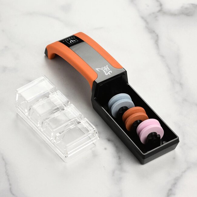 Yaxell Messenslijper – 3 Fasen Messenslijper / Waterslijper voor Nat en Droog Slijpen – Voor Perfect Slijpen en Polijsten met 12° Slijphoek