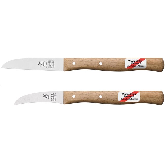 Robert Herder Set Schilmessen – Molenmes Carbonstaal – 8,5 cm – Gebogen Vogelsnavel – 6 cm – Niet Roestvrij – Duurzaam FSC Roodbeuken Heft