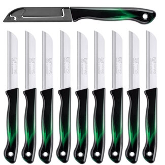 DKS Solingen Tomatenmes – Gekarteld RVS Lemmet – 19,5cm Zwart/Groen – 10 stuks