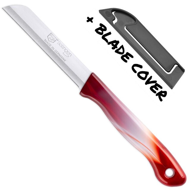 DKS Solingen Tomatenmes – Gekarteld RVS Lemmet – 19,5cm – Donker Rood/Wit – 10 stuks