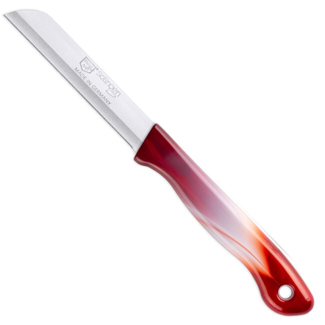 DKS Solingen Tomatenmes – Gekarteld RVS Lemmet – 19,5cm – Donker Rood/Wit – 10 stuks