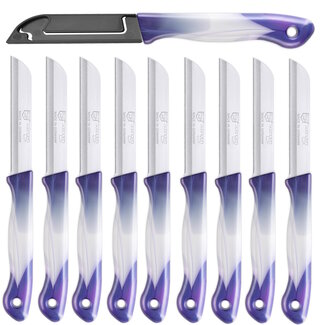 DKS Solingen Tomatenmes – Gekarteld RVS Lemmet – 19,5cm – Paars/Wit – 10 stuks