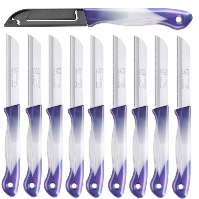 DKS Solingen Tomatenmes – Gekarteld RVS Lemmet – 19,5cm – Paars/Wit – 10 stuks