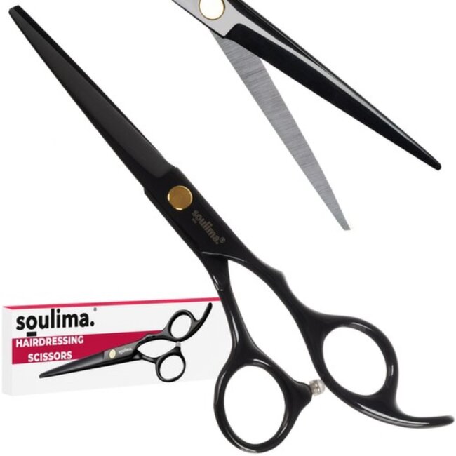 Soulima Professionele kappersschaar – ergonomisch ontwerp – laser geslepen – zwart – 17 cm