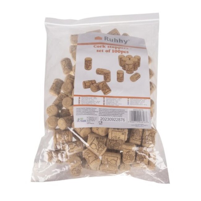 Ruhhy Natuurlijke wijnkurken – 100 stuks – Duurzaam kurkhout – Optimale afdichting