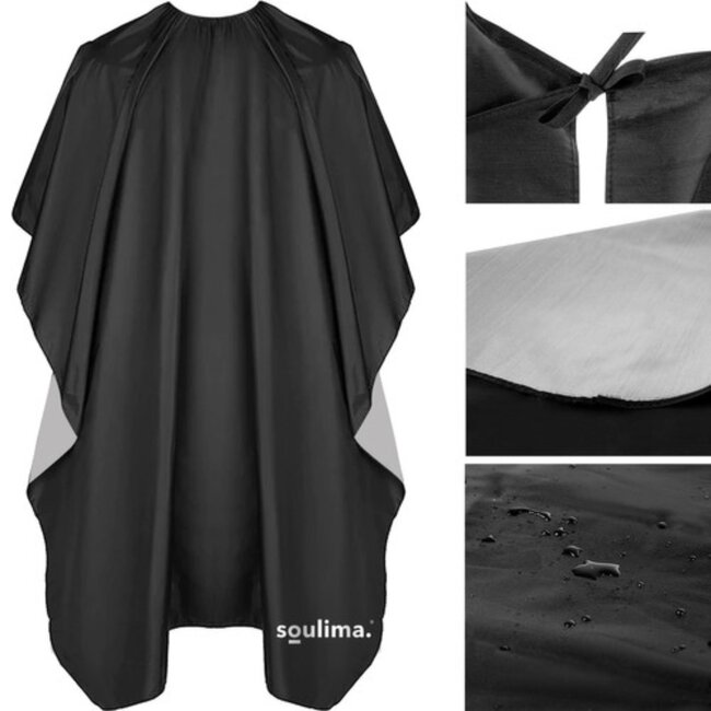 Soulima Waterdichte kapperscape – verstelbaar – zwart/zilver – 140x100 cm