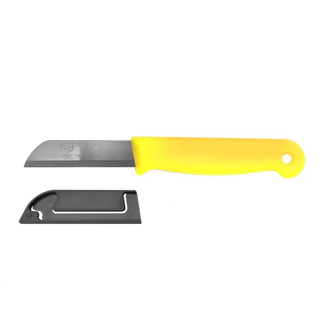 Solingen Schilmesje – RVS – Glad – 16 cm met Blade Cover – Citroen Geel – 10 stuks
